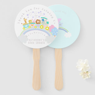 Train Animals White Hand Fan