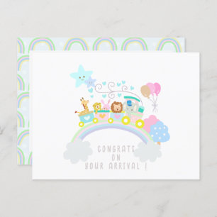 Train Animals White Postcard