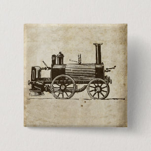 Train Antique Toy Steam Train Engine 15 Cm Square Badge