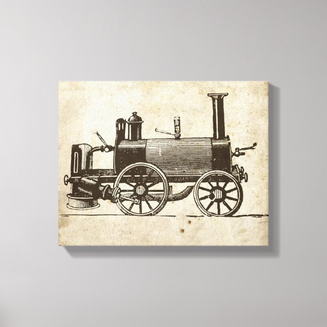Train Antique Toy Steam Train Engine Canvas Print (Front)