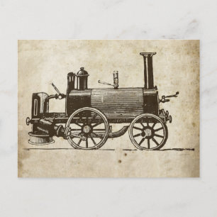 Train Antique Toy Steam Train Engine Postcard