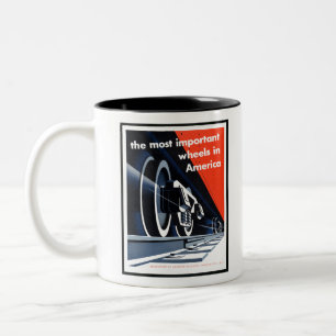 Train Art Unedited Vintage Photos Railroad Art Old Two-Tone Coffee Mug