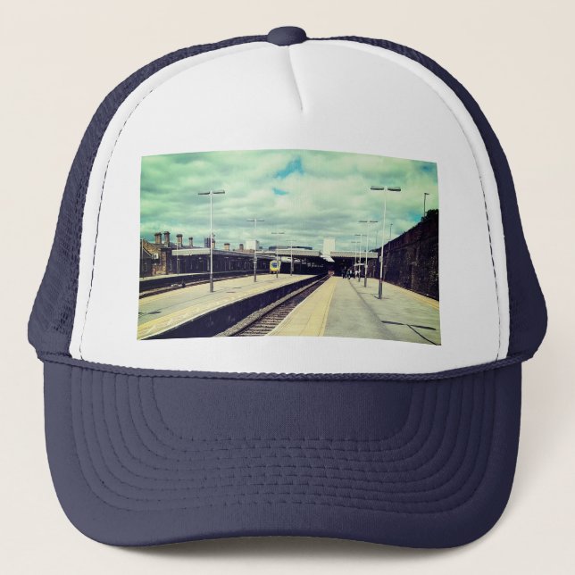 Train at the station trucker hat (Front)