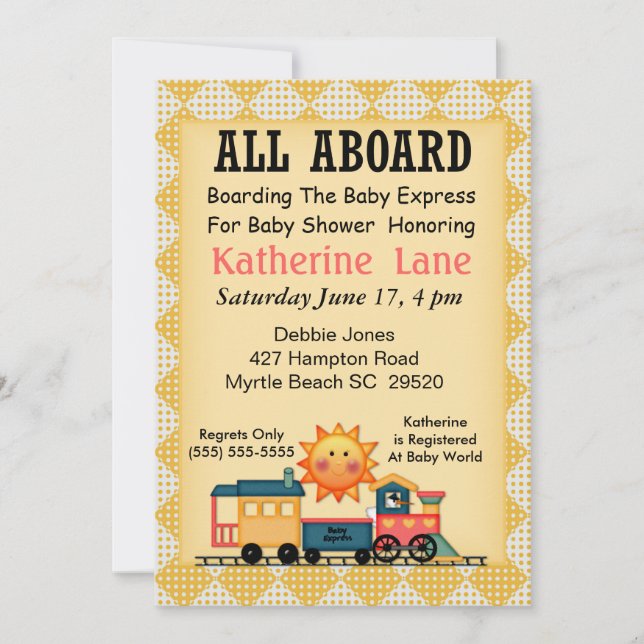 Train Baby Shower  Invitation (Front)
