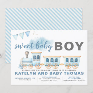 Train Baby Shower Invitation Boy Transportation