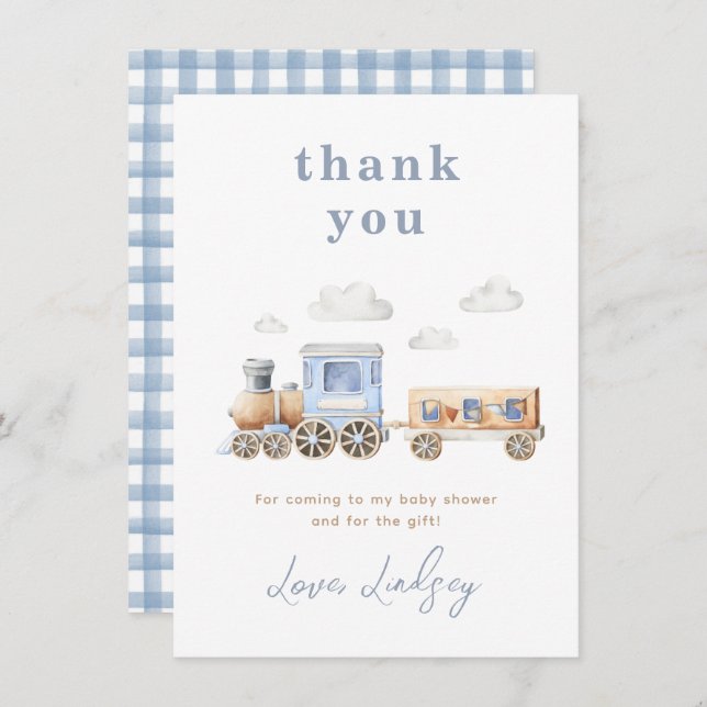 Train Baby Shower Thank You Card  (Front/Back)