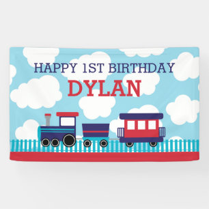 Train Backdrop / Banner (Navy & Red)