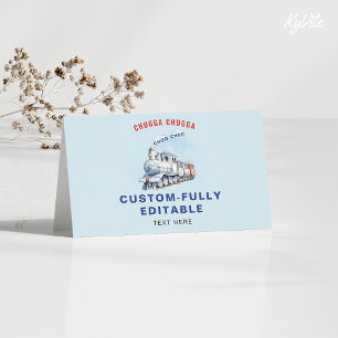 Train Birthda Folded Food Tent Card, Chugga Chugga Card