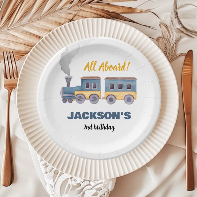 Train Birthday Chugga Chugga Two Two Paper Plate (Creator Uploaded)