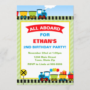 Train Birthday Invitation 5x7 Photo Card