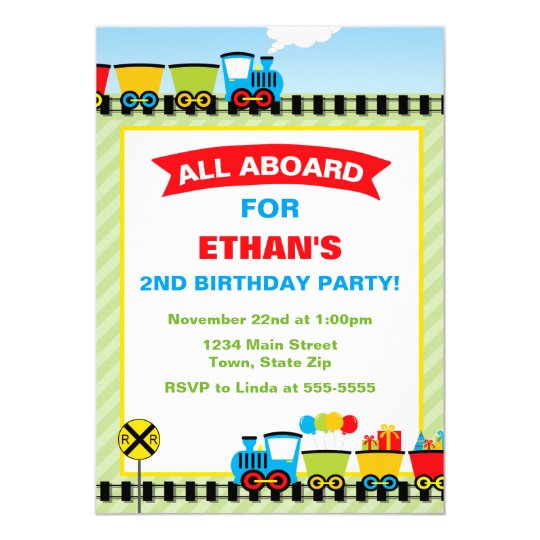 Train Birthday Invitation 5x7 Photo Card