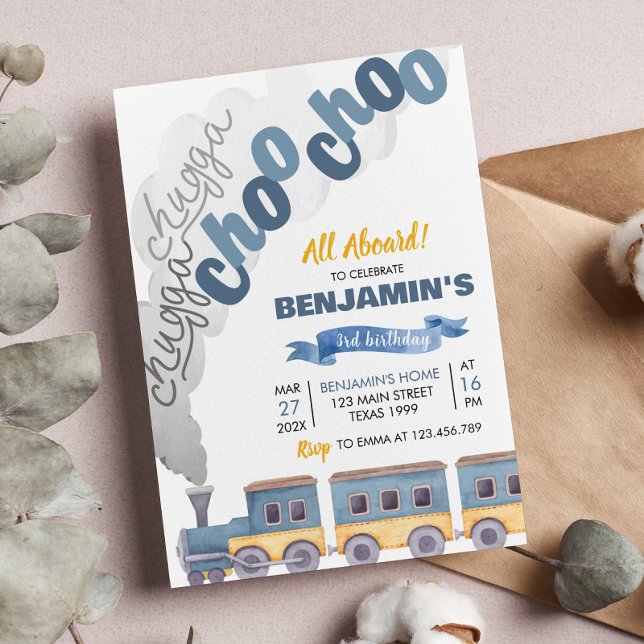 Train Birthday Invitation Chugga Chugga Choo Choo (Creator Uploaded)