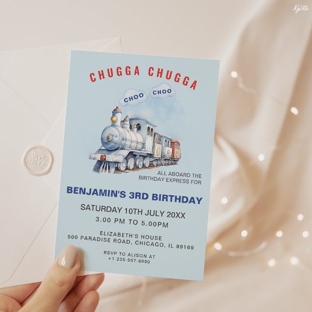 Train Birthday Invitation Chugga Chugga Choo Choo (Creator Uploaded)