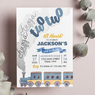 Train Birthday Invitation Chugga Chugga Two Two