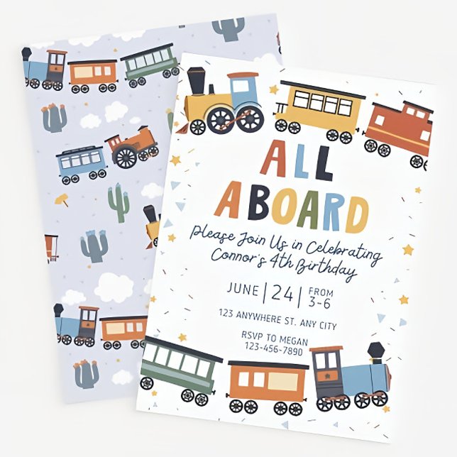 Train Birthday Invitation Editable Template- Train (Creator Uploaded)