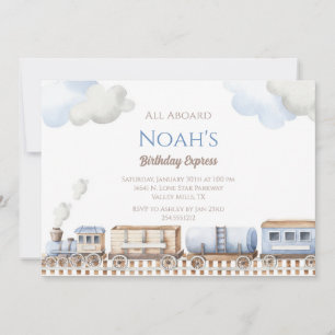 Train Birthday Invitation Personalised Invite