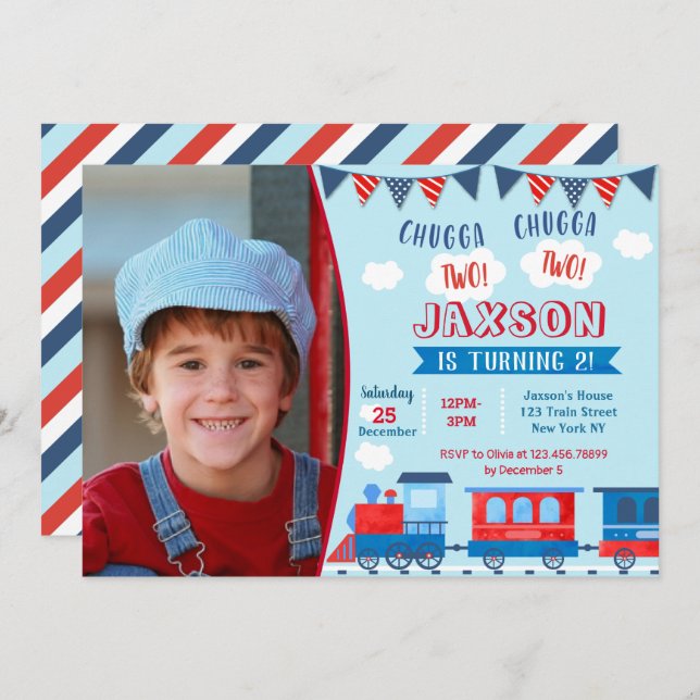 Train Birthday Invitations (Front/Back)