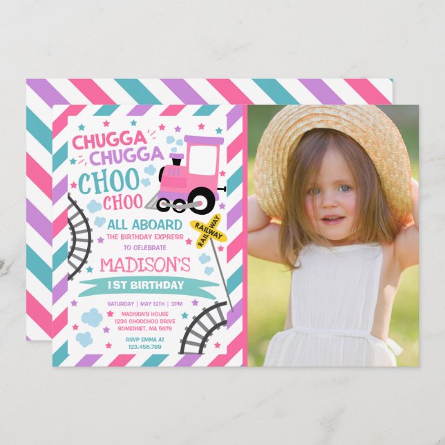 Train Birthday Invite Chugga Chugga Choo Choo (Front/Back)