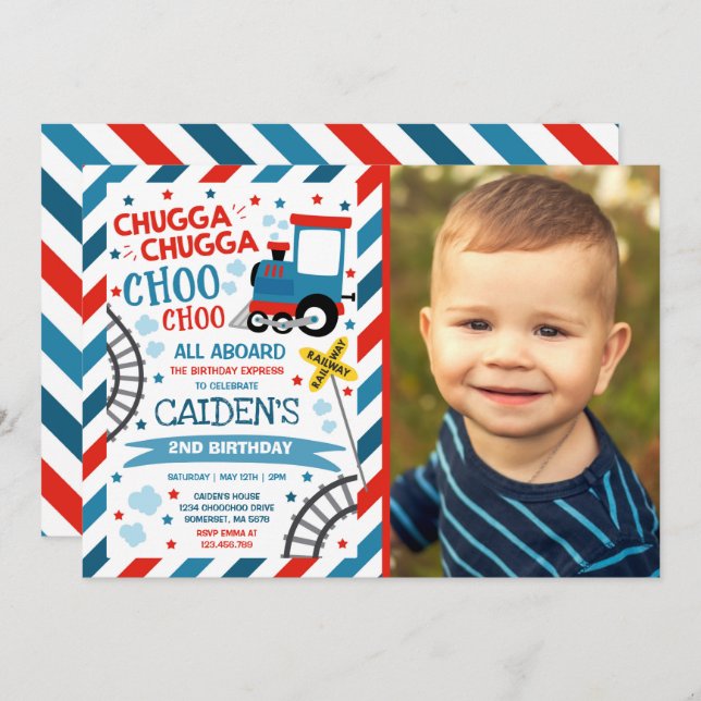 Train Birthday Invite Chugga Chugga Choo Choo (Front/Back)