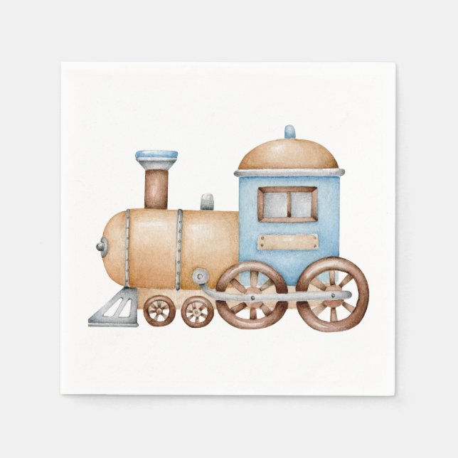 Train Birthday Party Baby Shower Napkin (Front)