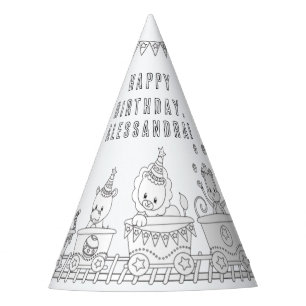 Train Birthday Party - Colour Your Own Party Hat
