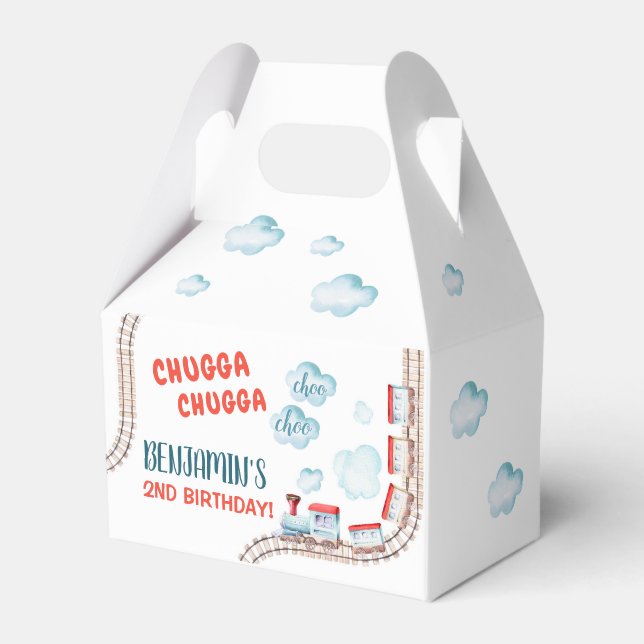 Train Birthday Party Decor Chugga Chugga Two Two Favour Box (Front Side)