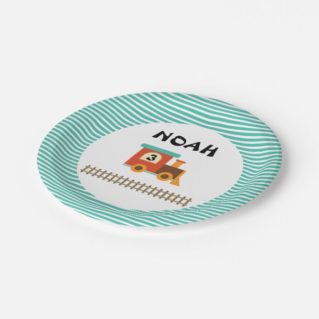 Train Birthday Party for Kids Paper Plate (Angled)