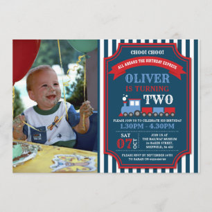 Train birthday party invitation