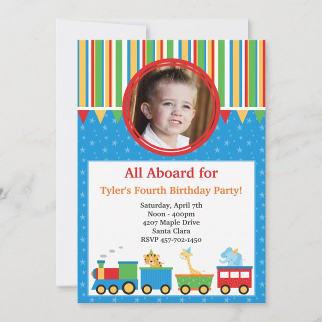 Train Birthday Party Invitation (Front)