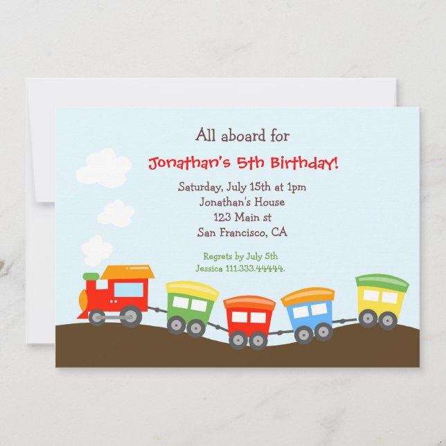 Train Birthday party Invitation (Front)