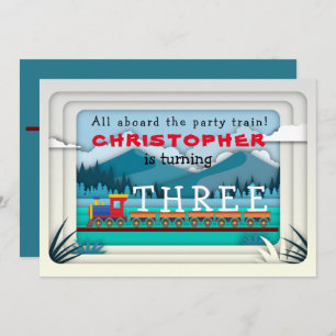 Train Birthday Party Invitation Add Name Age Boy
