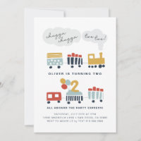 Train Birthday Party Invitation • Age 2 Two Two