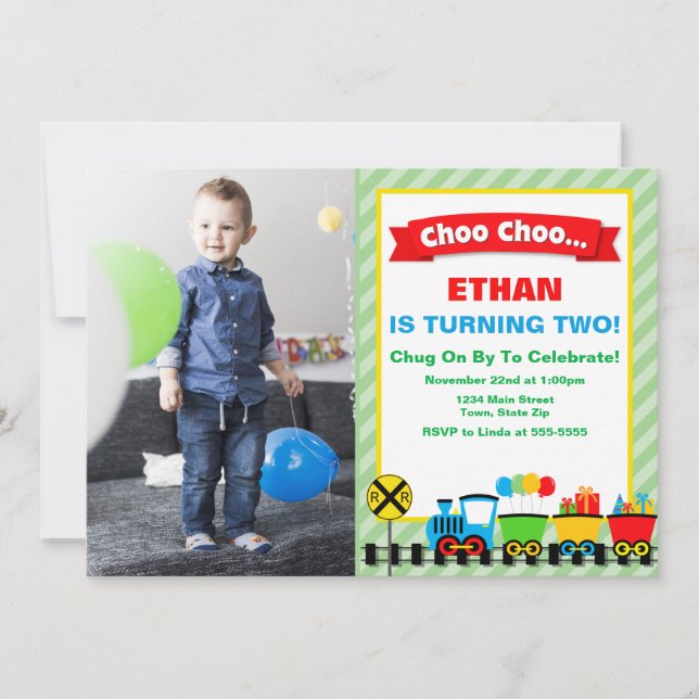 Train Birthday Party Invitation Choo Choo (Front)