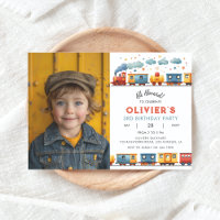 Train Birthday Party Photo Invitation
