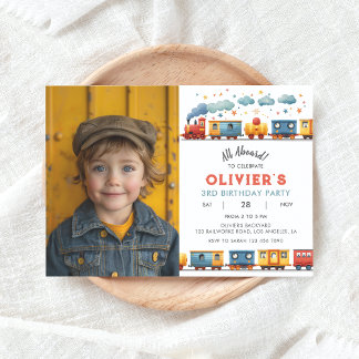 Train Birthday Party Photo Invitation