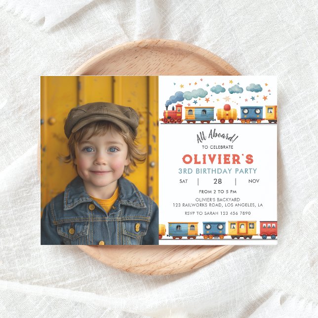 Train Birthday Party Photo Invitation (Creator Uploaded)