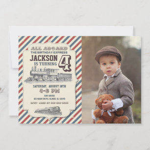 Train Birthday Photo Invitation