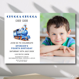 Train Birthday Photo Invitation Train