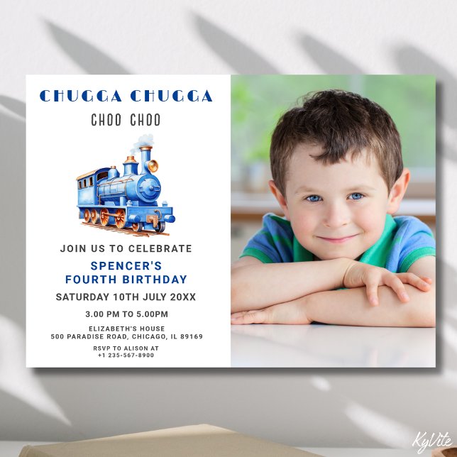 Train Birthday Photo Invitation Train (Creator Uploaded)