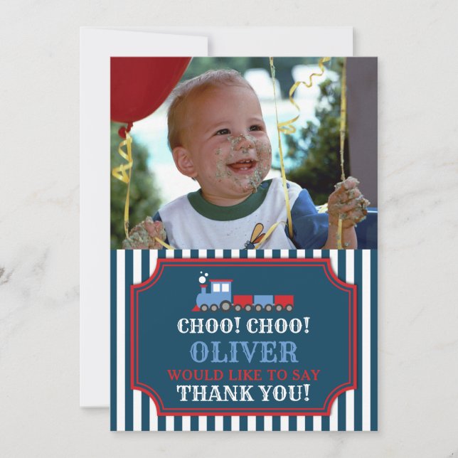 Train birthday thank you card (Front)