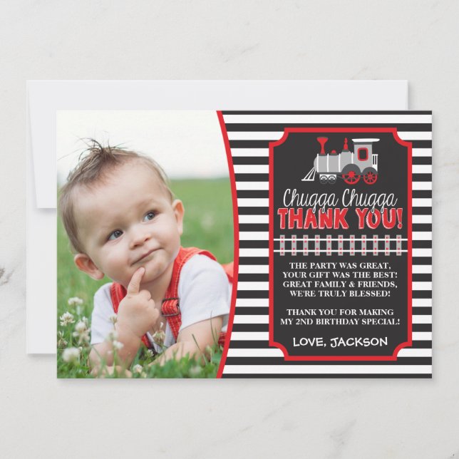 Train Birthday Thank You Card with Envelopes (Front)