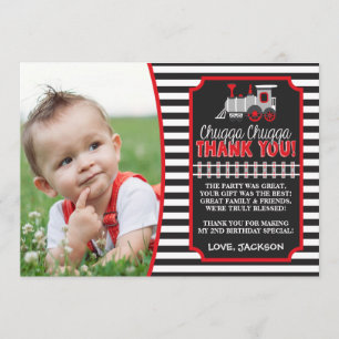 Train Birthday Thank You Card with Envelopes