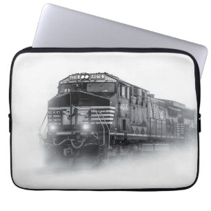 Train Black and White train tracks Laptop Sleeve