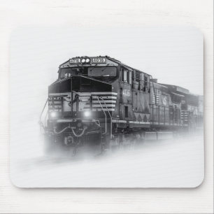 Train Black and White train tracks Mouse Mat