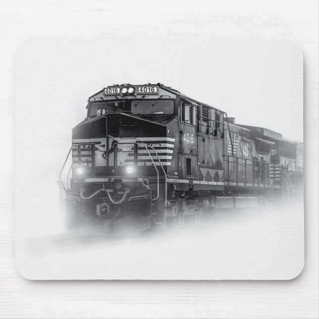Train Black and White train tracks Mouse Mat (Front)