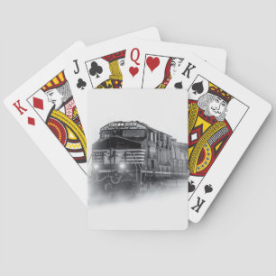 Train Black and White train tracks Playing Cards