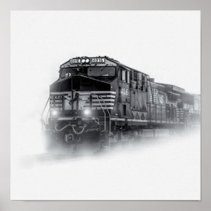 Train Black and White train tracks Poster