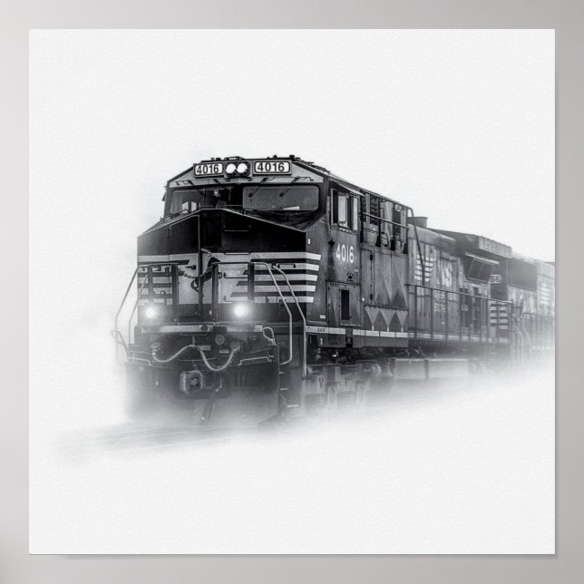 Train Black and White train tracks Poster (Front)