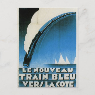 Train Bleu Cote D'Azur French Art Deco Travel Postcard