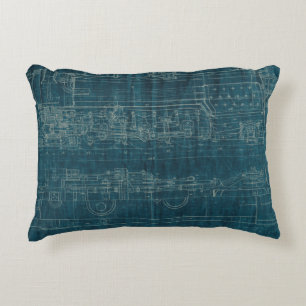 Train Blueprint I Decorative Cushion